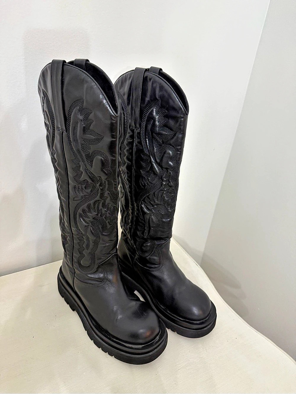 Jeffrey Campbell and free people Honky-Tonk Platform Western Boot Black US 8.5